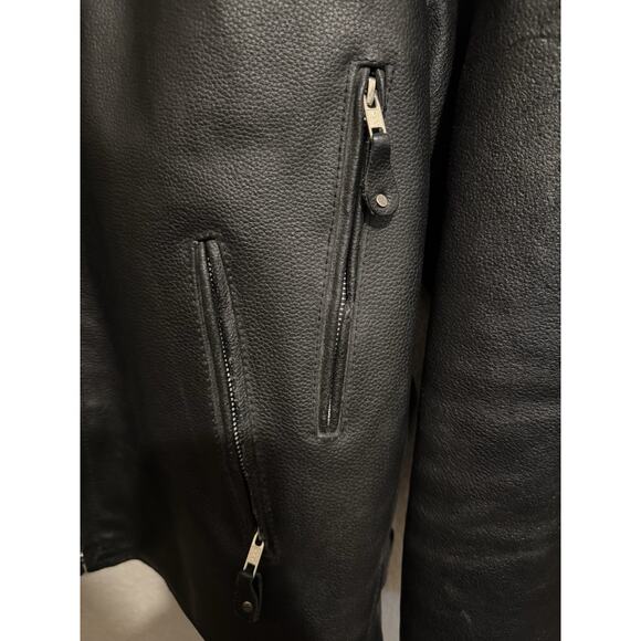 Vintage Y2K Wild Wear Genuine Leather Zip Out Liner Black Moto Jacket XL - Picture 10 of 13